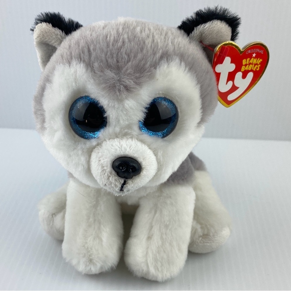 Ty Beanie Babies Buff the Husky Plush 2017 Puppy Dog Grey and White